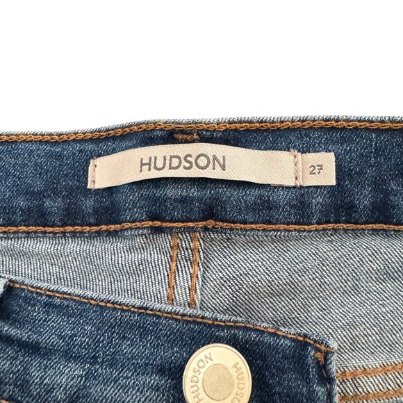 Hudson Amelia Mid Rise Knee Blue Denim Shorts Women's Raw Hem, Size 27 NWT - Picture 5 of 11